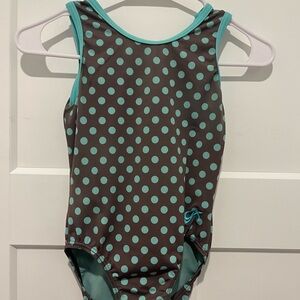 GK Brown with Aqua Dot Kids Leotard